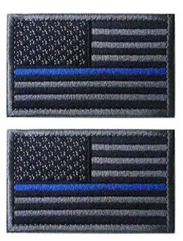 2 Stück Tactical Thin Blue Line USA Flag Patch, Blue Line American Flag Patch, US Flag Patch, United States of America Flag Patch, Hook and Loop Embroidered Military Uniform Emblem Patches von Antrix