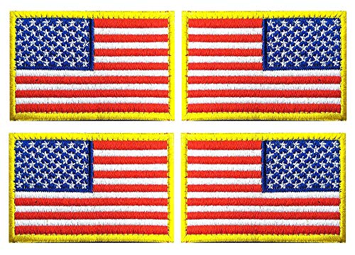 Antrix Aufnäher mit goldfarbenem Rand, reguläre und umgekehrte amerikanische USA-Flagge, bestickt, taktisch, Militär, United States of America, Uniform, Mützen und Hüte, 4 Stück von Antrix