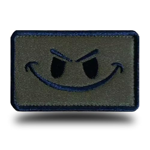 Antrix Smile Evil Happy Face DIY Emblem taktischer lustiger Moralaufnäher mit Klettverschluss bestickter Verschluss Applikation Emblem für Mützen, Jacken, Rucksäcke, Weste, Mantel, Uniform, Geschirr, von Antrix