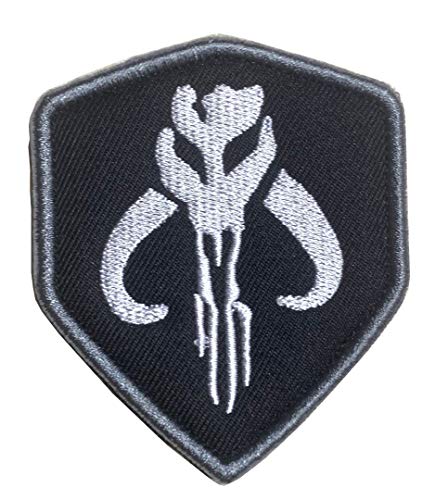 Taktischer Film Schädel Schild Söldner Kopfgeldjäger Militär Besticktes Abzeichen Emblem Patch Hook & Loop Tactical Patch für Rucksäcke Caps Jersey Jeans Jacke - Schwarz von Antrix