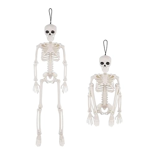 Antsparty 2 Pack 40cm Skelett Halloween Deko, 16" Ganzkörper Mini Skelett mit beweglichen Posable Gelenken, Gruseliges Skelett für Halloween Party Dekoration von Antsparty