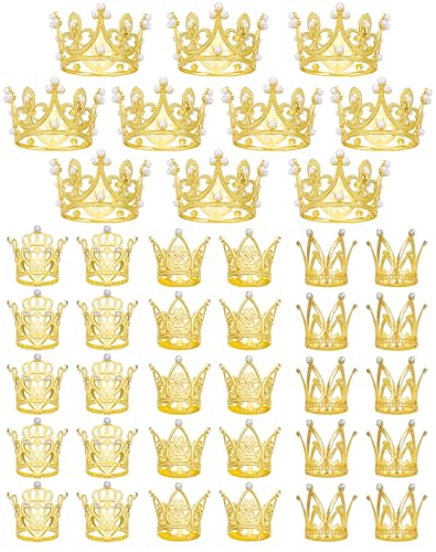 Anvin Goldene Krone, Kuchendekoration, 40 Stück, Perlen, Strass, Mini-Kronen, kleine Diamant-Tiaras für Blumenstrauß, Cupcake, Tafelaufsätze, Dekoration für Mädchen, Damen, Braut, Hochzeit, von Anvin