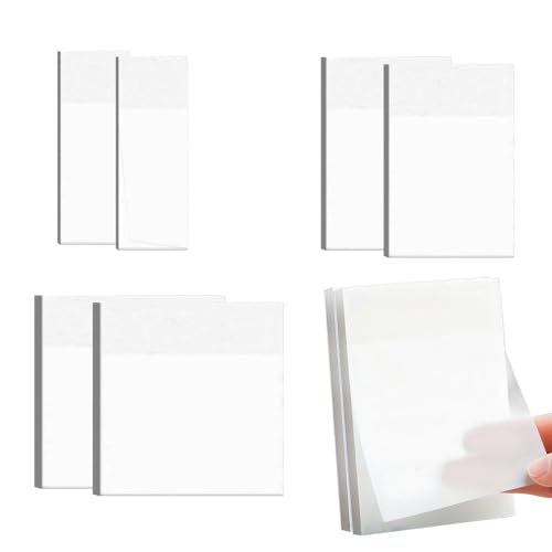 400 Blätter Transparente Haftnotizen, Selbstklebende Wasserfest Clear Sticky Notes Wiederbeschreibbar Durchsichtige Haftnotizen für Schule Büro Hause, 4 Größen von Anwangda