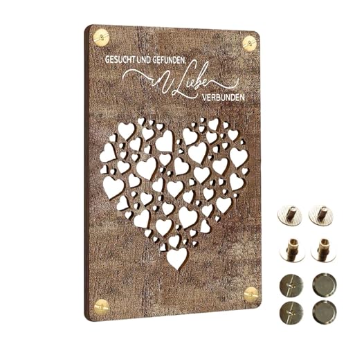 Anwangda Hochzeitsgeschenk für Brautpaar Holz Hochzeitskarte, Personalisierte Hochzeit Geldgeschenk Verpackung, Herz Grußkarten zur Hochzeit Einladungskarten Geburtstagskarte von Anwangda