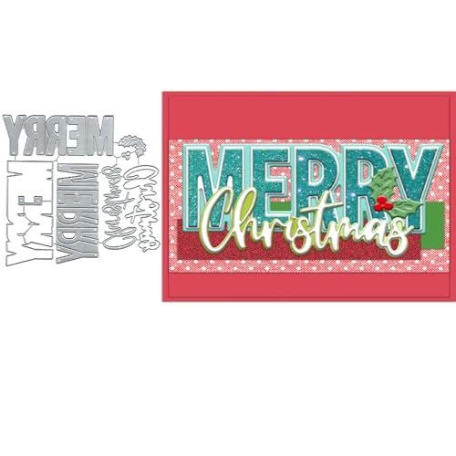 Metall-Stanzformen mit Aufschrift "Merry Christmas", "Merry Christmas", Papierkarten, Stanzschablonen für DIY, Prägung, Kartenherstellung, Buchanhänger, dekorative Papierschablonen, Scrapbooking von Anxendong