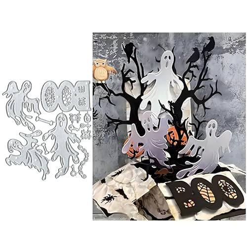 Metall-Stanzformen mit Halloween-Motiv "Boo Geister", Boo Geister, Papierkarten, Stanzschablonen für DIY, Prägung, Kartenherstellung, Buchanhänger, dekorative Papierschablonen, Scrapbooking von Anxendong