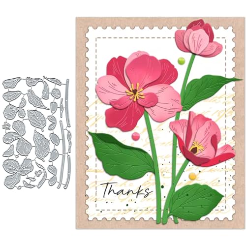 Metall-Stanzformen mit roten Blumen, Frühlingsrote Blumen, Papierkarten, Stanzschablonen für DIY, Prägung, Kartenherstellung, Buchanhänger, dekorative Papierschablonen, Scrapbooking von Anxendong