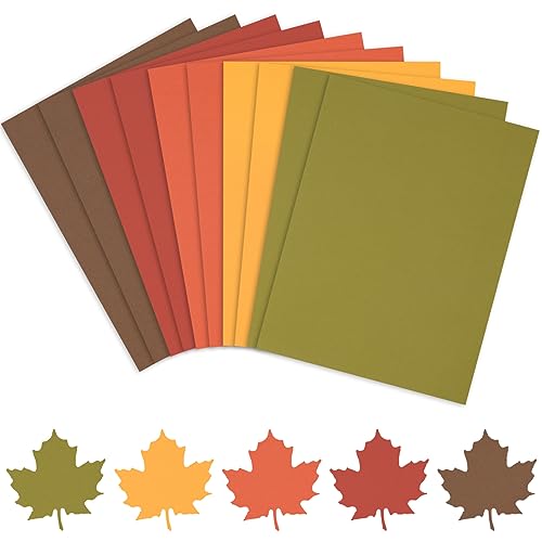 AnyDesign 50 Blatt sortierte Herbstkarten-Stock Papier rot gelb grün braun farbiges Scrapbook-Papier für DIY Ahornblätter Kartenherstellung Herbst Thanksgiving Schule Büro Heimbedarf 21,6 x 27,9 cm von AnyDesign