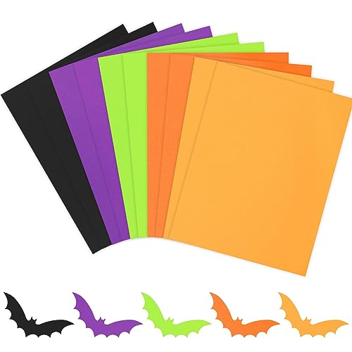 AnyDesign 50 Blatt sortiertes Halloween-Kartonpapier, schwarz, lila, grün, orange, gelb, Scrapbook-Papier für Heimwerker, Halloween, Kartenherstellung, Hokus, Pokus, Party, Geschenk, Bastelbedarf, von AnyDesign