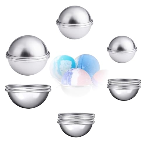 Anyasen 16 Stücke Bath Bomb Mold Kit DIY seifenform Badebombe Formen Kit Aluminium Badebomben Metallform Bath Bomb Kuchen Molds Seifenform für Hausgemachte Badebomben für Handwerk 8 Set 3 Größen von Anyasen