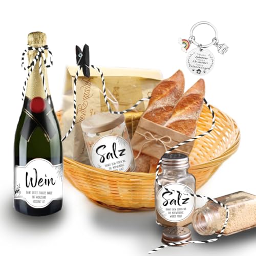 Anyasen Brot Salz Wein Aufkleber für Eintrittsgeschenk Wohnung bewegen in Geschenkhaus Etiketten Geschenk für das Bewegen in Haus Dekoration Brot und Salz Geschenk Korb, die Zeremonie Eröffnungsfeier von Anyasen