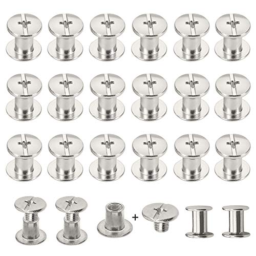 Anyasen Buchschrauben Set 100 Paar Buchschrauben Edelstahl Schrauben Bindung Schrauben Schraubnieten für Leder Buch Papier Gürtel Menüs DIY Basteln (M5x6mm) von Anyasen