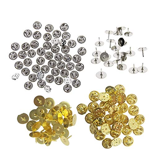 Anyasen Schmetterling Krawatte Reißzwecken Verschlüsse Butterfly Clips Pin Rücken Ersatz Schmetterlings Clutch mit Leeren Pins für Badge Pin Pins Anstecker 50 Silber + 50 Gold von Anyasen