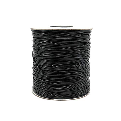 Anyasen Wachsschnur Gewachst Thread Geflochten Gewachst String für DIY Armband Schmuckherstellung Handwerk Machen, 2mm x 80m,Schwarz von Anyasen