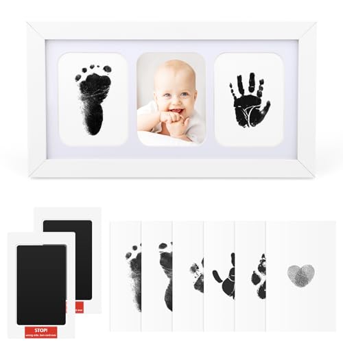 Anyfirst Fußabdruck Set Baby＆Pfotenabdruck Set Hund/Katze, Newborn Baby Abdruckset,Kann die Handabdrücke Des Handabdruck Baby, Einzigartige Geschenkideen für Familien mit Kind und Hund. von Anyfirst