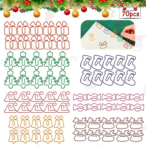 70 Stück Büroklammer weihnachten,Weihnachts Büroklammern Set,Metal Colourful Paper Clips,Lesezeichen Lustige Paperclip,Kinder Büroklammern,Deko Büroklammern,Tier Büroklammern,Kleine Büroklammern von Anyingkai