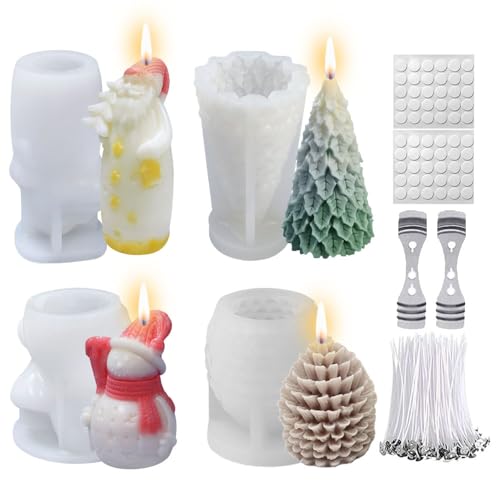 Kerzen Silikonformen Weihnachten Set,Silikonform Weihnachten Kerzen,Kerzenform Silikon Weihnachtsbaum,Silikonformen Gießformen Weihnachten 3D für DIY Duftkerze, Weihnachten Handwerk Ornamente von Anyingkai