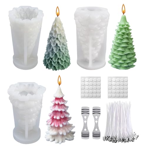 Kerzen Silikonformen Weihnachten Set,Silikonform Weihnachten Kerzen,Kerzenform Silikon Weihnachtsbaum,Silikonformen Gießformen Weihnachten 3D für DIY Duftkerze, Weihnachten Handwerk Ornamente von Anyingkai