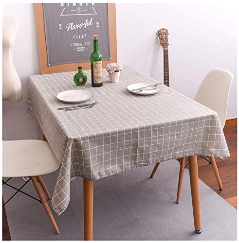 Anze Leinen Rechteckig Karierte Tischdecke, Staubdichte Tuch Dekorative Tischdecke, Anti-Fading & Anti-Falten Staubtuch Home Decor für Küche, Esszimmer, Café, Party (Grau, 120 x 160 cm) von Anze