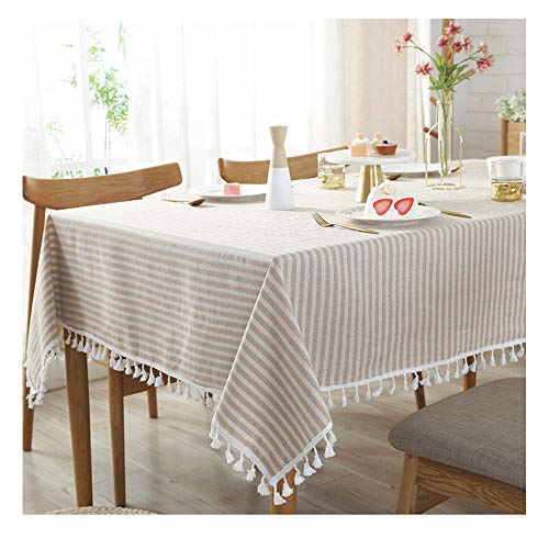 Anze Rechteckige Tischdecke mit Streifen, antibakteriell und knitterfrei, fleckenabweisend, staubdicht, dekorative Tischdecke für Küche, Esszimmer, Innenhof, Café, Party oder Picknick von Anze