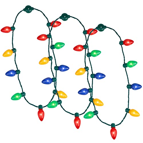 Anzmtosn Weihnachten Leuchten blinkend im Dunkeln leuchten Halskette LED Glühbirnen für Kinder und Erwachsene, Xmas Geburtstag Hochzeit Party Supplies begünstigt Zubehör Dekoration (3 Pack) von Anzmtosn