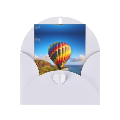 AoRom Hawaii-Heißluftballon-bedruckte Grußkarten, Klappkarten mit Umschlägen, für alle Anlässe, Dankeskarte, innen unbeschriftet, 10,2 x 15,2 cm von AoRom