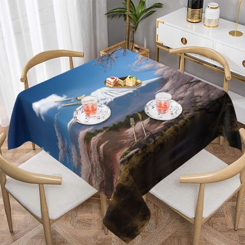 AoRom Mt. Fuji im Frühjahr, bedruckte quadratische Tischdecke, waschbare Tischdecke für Buffet, Esszimmer, Party, 137 x 137 cm, 152,4 x 152,4 cm, passend für quadratische oder runde Tische von AoRom