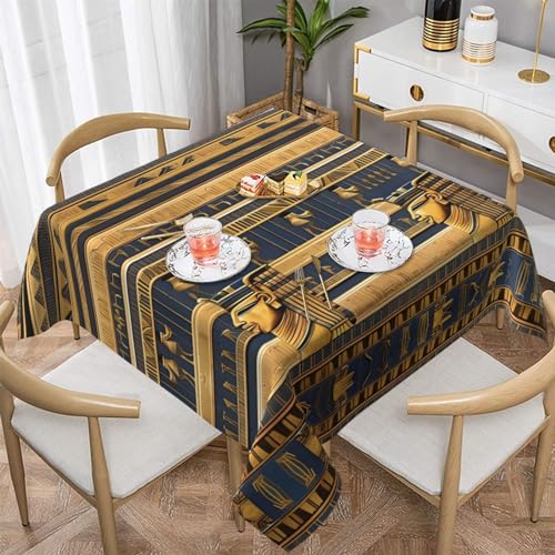 AoRom Quadratische Tischdecke, ägyptische Pharaonische Fresken, bedruckt, waschbar, für Buffet, Esszimmer, Party, 137 x 137 cm, 152,4 x 152,4 cm, passend für quadratische oder runde Tische von AoRom