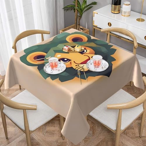 AoRom Quadratische Tischdecke mit niedlichem Igel-Druck, waschbare Tischdecke für Buffet, Esszimmer, Party, 137 x 137 cm, 152,4 x 152,4 cm, passend für quadratische oder runde Tische von AoRom