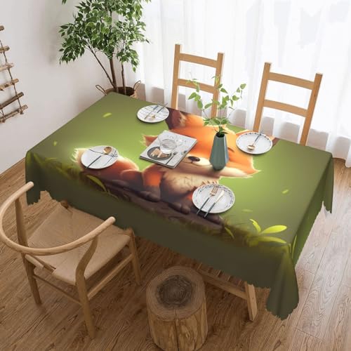 AoRom Rechteckige Tischdecke, niedlicher kleiner Fuchs, wasserdicht, auslaufsicher, Tischdecke für Küche, Party, Tischdekoration, 137,2 x 182,9 cm von AoRom