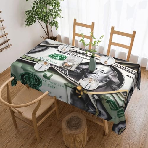 AoRom Rechteckige Tischdecke mit Banknotenmuster, wasserdicht, auslaufsicher, Tischdecke für Küche, Party, Tischdekoration, 137,2 x 182,9 cm von AoRom