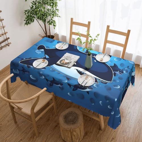 AoRom Rechteckige Tischdecke mit Blauwal-Motiv, wasserdicht, auslaufsicher, Tischdecke für Küche, Party, Tischdekoration, 137,2 x 182,9 cm von AoRom