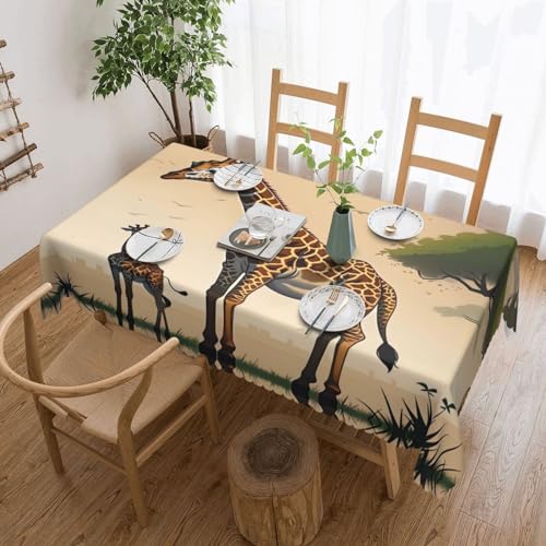 AoRom Rechteckige Tischdecke mit Giraffenmotiv, wasserdicht, auslaufsicher, Tischdecke für Küche, Party, Tischdekoration, 137,2 x 182,9 cm von AoRom