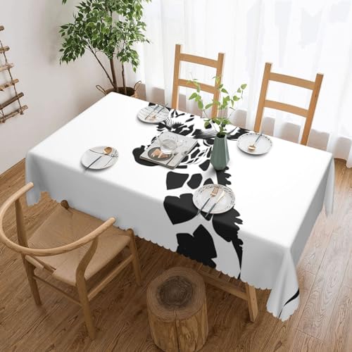 AoRom Rechteckige Tischdecke mit Giraffenmuster, wasserdicht, auslaufsicher, Tischdecke für Küche, Party, Tischdekoration, 137,2 x 182,9 cm, Schwarz und Weiß von AoRom