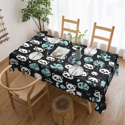 AoRom Rechteckige Tischdecke mit Panda-Gesicht, wasserdicht, auslaufsicher, Tischdecke für Küche, Party, Tischdekoration, 137,2 x 182,9 cm, Schwarz und Weiß von AoRom