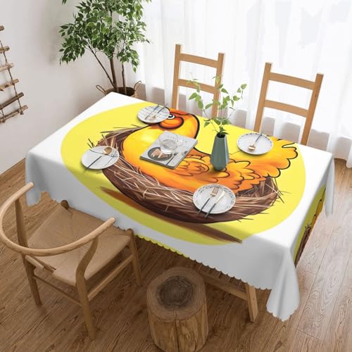 AoRom Rechteckige Tischdecke mit Vogelnest, goldenes Huhn, wasserdicht, auslaufsicher, Tischdecke für Küche, Party, Tischdekoration, 137,2 x 182,9 cm von AoRom