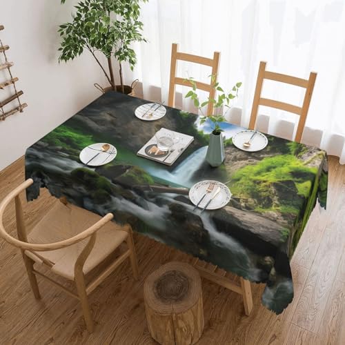 AoRom Rechteckige Tischdecke mit Wasserfall-Ansicht, wasserdicht, auslaufsicher, Tischdecke für Küche, Party, Tischdekoration, 137,2 x 182,9 cm von AoRom