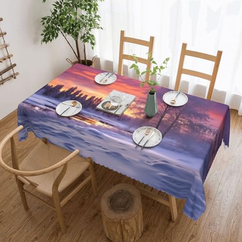 AoRom Rechteckige Tischdecke mit Winterlandschaft, wasserdicht, auslaufsicher, Tischdecke für Küche, Party, Tischdekoration, 137,2 x 182,9 cm von AoRom