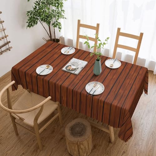 AoRom Rechteckige Tischdecke mit braunem Holzmuster, wasserdicht, auslaufsicher, Tischdecke für Küche, Party, Tischdekoration, 137,2 x 182,9 cm von AoRom