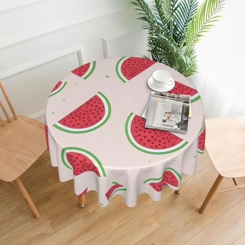 AoRom Runde Tischdecke mit Wassermelonen-Druck, waschbar, Polyester, knitterfrei, auslaufsicher, für Küche, Esszimmer, 152,4 cm, Rosa von AoRom