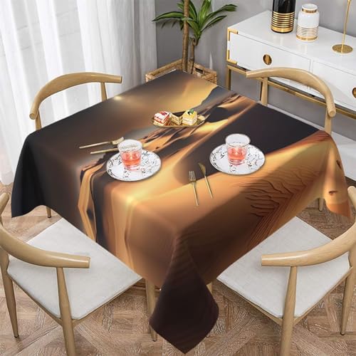 AoRom Sahara Wüste bedruckte quadratische Tischdecke, waschbare Tischdecke für Buffet, Esszimmer, Party, 137 x 137 cm, 152,4 x 152,4 cm, passend für quadratische oder runde Tische von AoRom