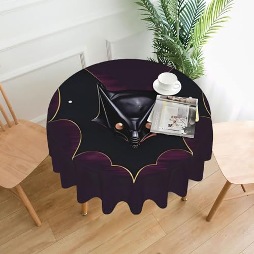 AoRom Schwarze Tischdecke mit Fledermaus-Druck, rund, 152,4 cm, waschbar, Polyester, knitterfrei, auslaufsicher, für Küche, Esszimmer von AoRom