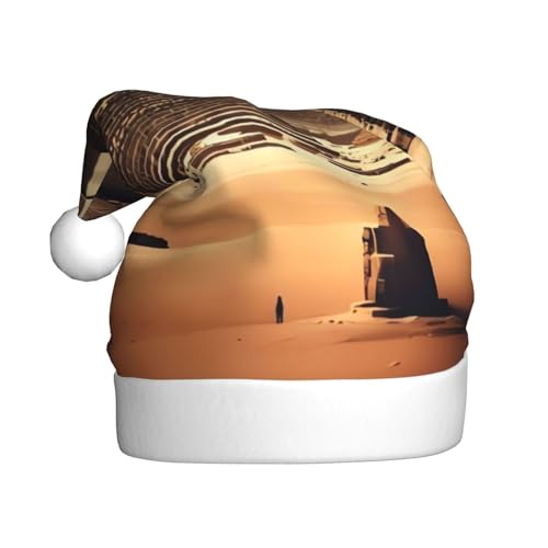 AoRom Weihnachtsmütze mit Aufdruck "Dreaming Of The Pyramids Of The Pyramids Of Khufu", Weihnachtsmannmütze für Erwachsene, Plüsch, bequeme Weihnachtsmütze für Neujahrsparty von AoRom