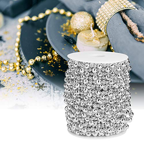 Faux Pearl String, 20m Künstlicher Faux Pearl Perlenketten für Weihnachtsbaum Hochzeit Vorhang DIY -Dekoration (Silber) von Aoaoy