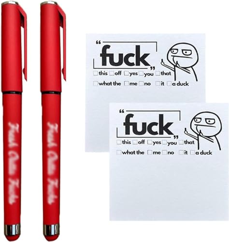 2 Stück Kreative Lustige Haftnotizen und Stifte, Fresh Outta Fucks Pad and Pen, Fresh Outta Fucks Sticky Notes und Stift, Neuheit Notizbuch und Gelschreiber Notes für Kollegen Boss (2pcs A) von Aoblok