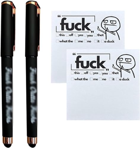 2 Stück Kreative Lustige Haftnotizen und Stifte, Fresh Outta Fucks Pad and Pen, Fresh Outta Fucks Sticky Notes und Stift, Neuheit Notizbuch und Gelschreiber Notes für Kollegen Boss (2pcs B) von Aoblok