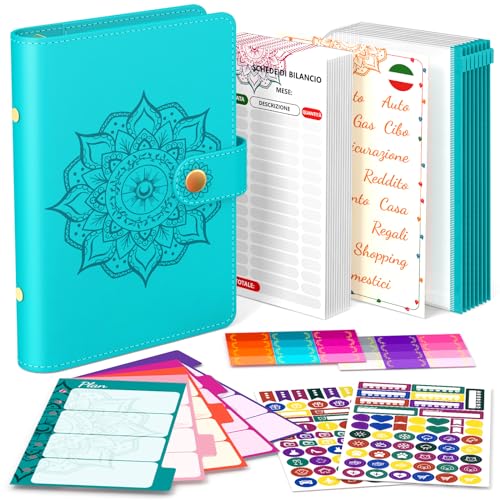 Italienischer Money Binder, Cash Stuffing, italienischer Budget Planner, das Sparbuch, Ringbuch, Sparplaner, Geld-Organizer mit Umschlägen, personalisiertes lokales Zubehör (blau) von Aocii