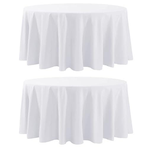 Aocoz Runde Tischdecke, 2 Stück, 2 Stück, 228 cm, schmutzabweisend, knitterfrei und waschbar, dekorative Polyester-Tischdecke für Esstisch, Bankette, Buffet-Partys und Hochzeiten von Aocoz