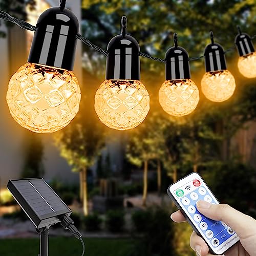 Aogled Solar Lichterkette Aussen,G40 Globe Lichterkette mit 15.5M/25 LED Birnen,Warmweiß 2700K Solar Lichterketten mit Fernbedienung für Kommerzielle Innen-/Außendekoration von Aogled