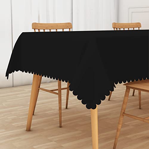 Aoihrraan Schwarz Rechteckige Tischdecken aus Polyestergewebe Waschbar Längliche Tischdecke für Zuhause Party Essen 4 bis 6 Sitzer für Küche Hochzeit Geburtstag Jubiläum Dekoration 138 x 183 cm von Aoihrraan